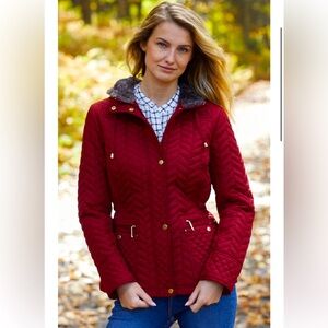 Weatherproof - Plum Quilted Jacket with Gold Hardware